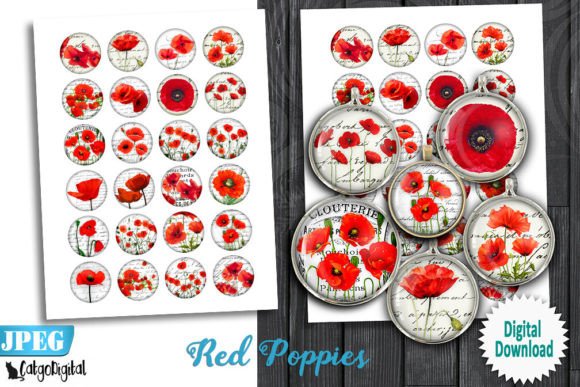 Download Red Poppies Printable Circles - Circles Collection