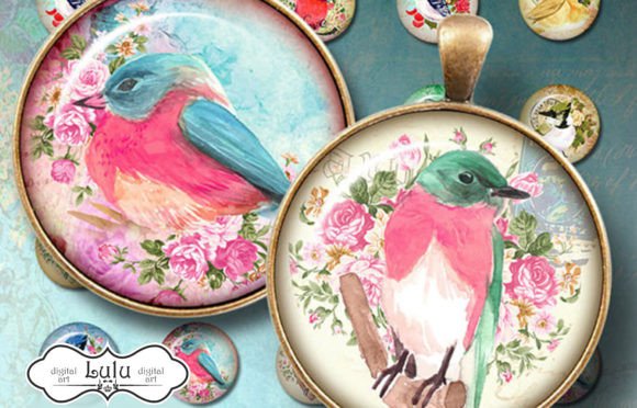 Download Vintage Watercolor Birds Circles - Circles Collection