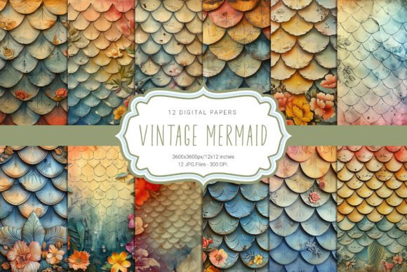 Download Vintage Mermaid Scales - Vintage mermaid Collection