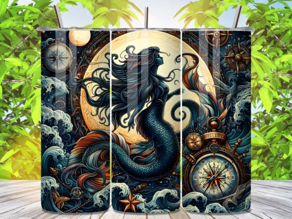 Download Vintage Mermaid Nautical Tumbler Wrap - Vintage mermaid Collection