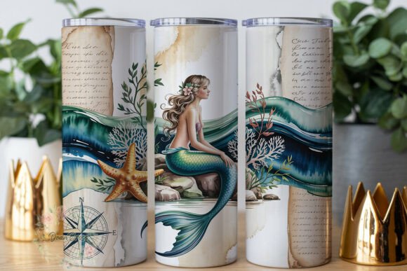 Download Vintage Mermaid Ocean Dreams 20oz Wrap - Vintage mermaid Collection