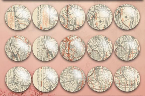 Download Vintage Maps 2 Inch Circles Ephemera - Circles Collection